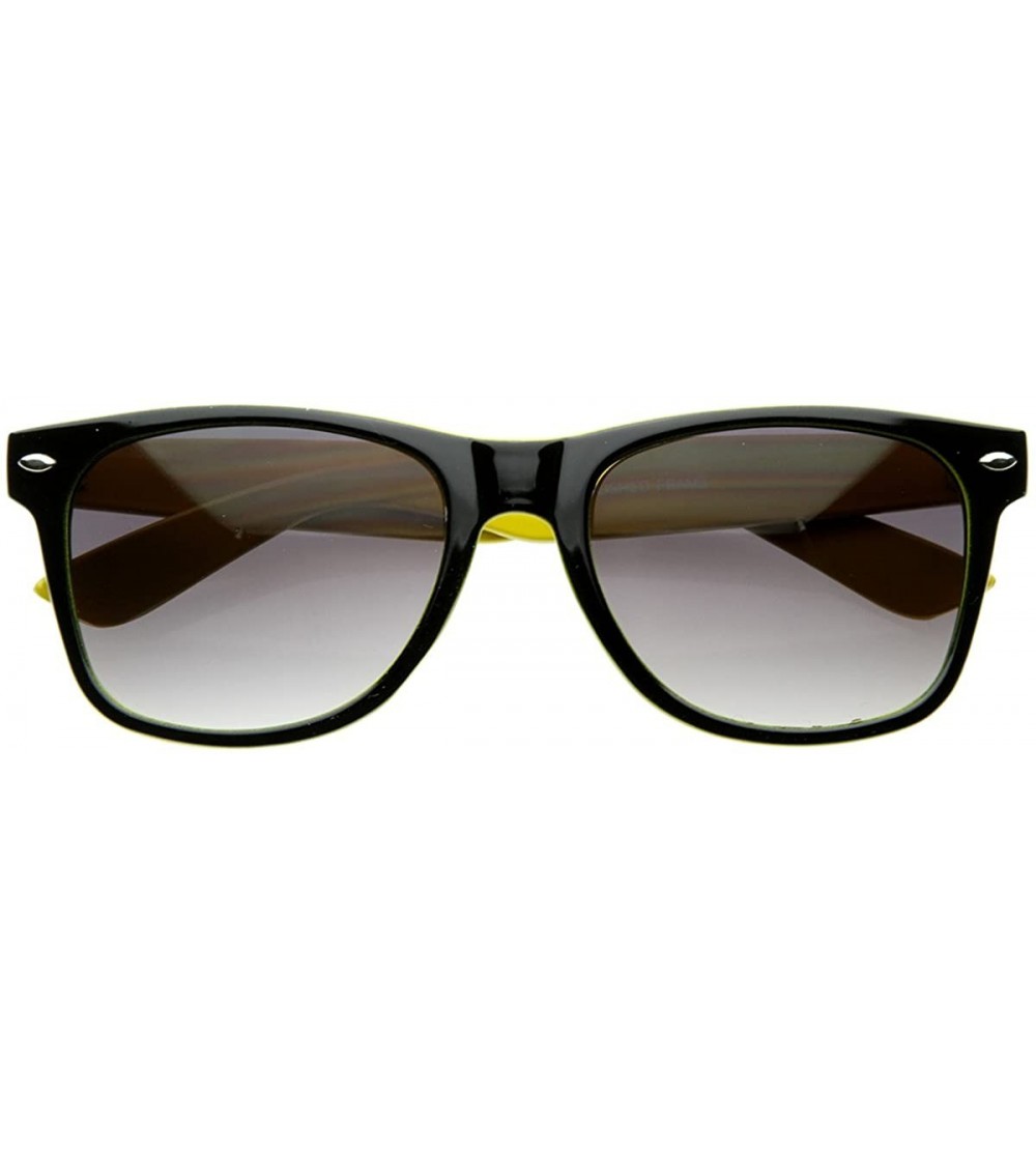 Wayfarer Two Tone Multi Color Neon Retro Fashion Classic Horn Rimmed Style Sunglasses - Black-yellow - CG116RH615F $18.34