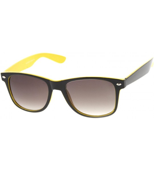 Wayfarer Two Tone Multi Color Neon Retro Fashion Classic Horn Rimmed Style Sunglasses - Black-yellow - CG116RH615F $18.34