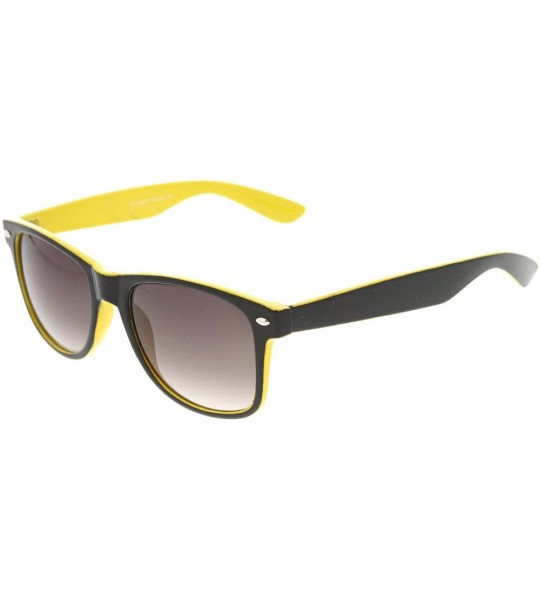 Wayfarer Two Tone Multi Color Neon Retro Fashion Classic Horn Rimmed Style Sunglasses - Black-yellow - CG116RH615F $18.34