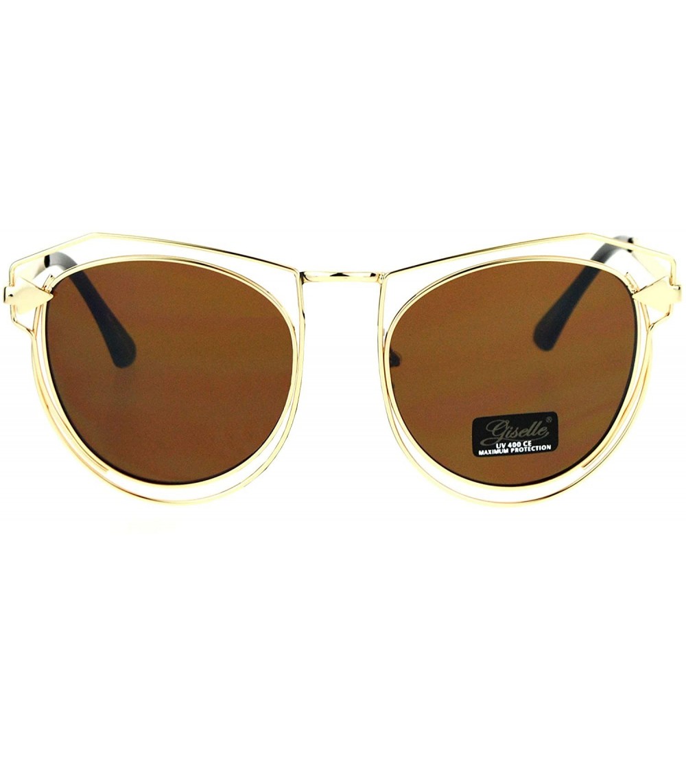 Butterfly Giselle Wire Metal Rim Horn Rim Designer Fashion Sunglasses - Brown - C517WTXGDTI $23.25
