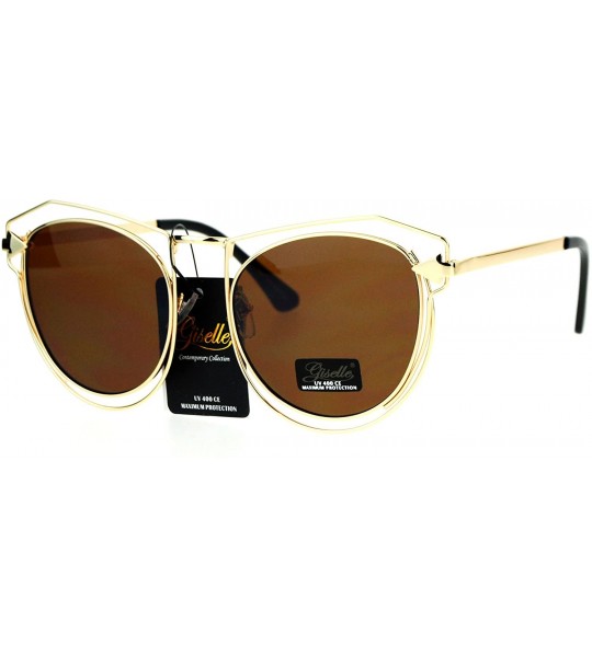 Butterfly Giselle Wire Metal Rim Horn Rim Designer Fashion Sunglasses - Brown - C517WTXGDTI $23.25