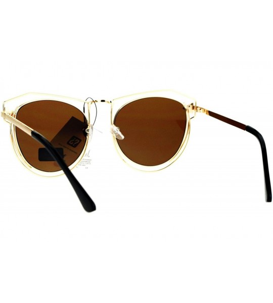 Butterfly Giselle Wire Metal Rim Horn Rim Designer Fashion Sunglasses - Brown - C517WTXGDTI $23.25