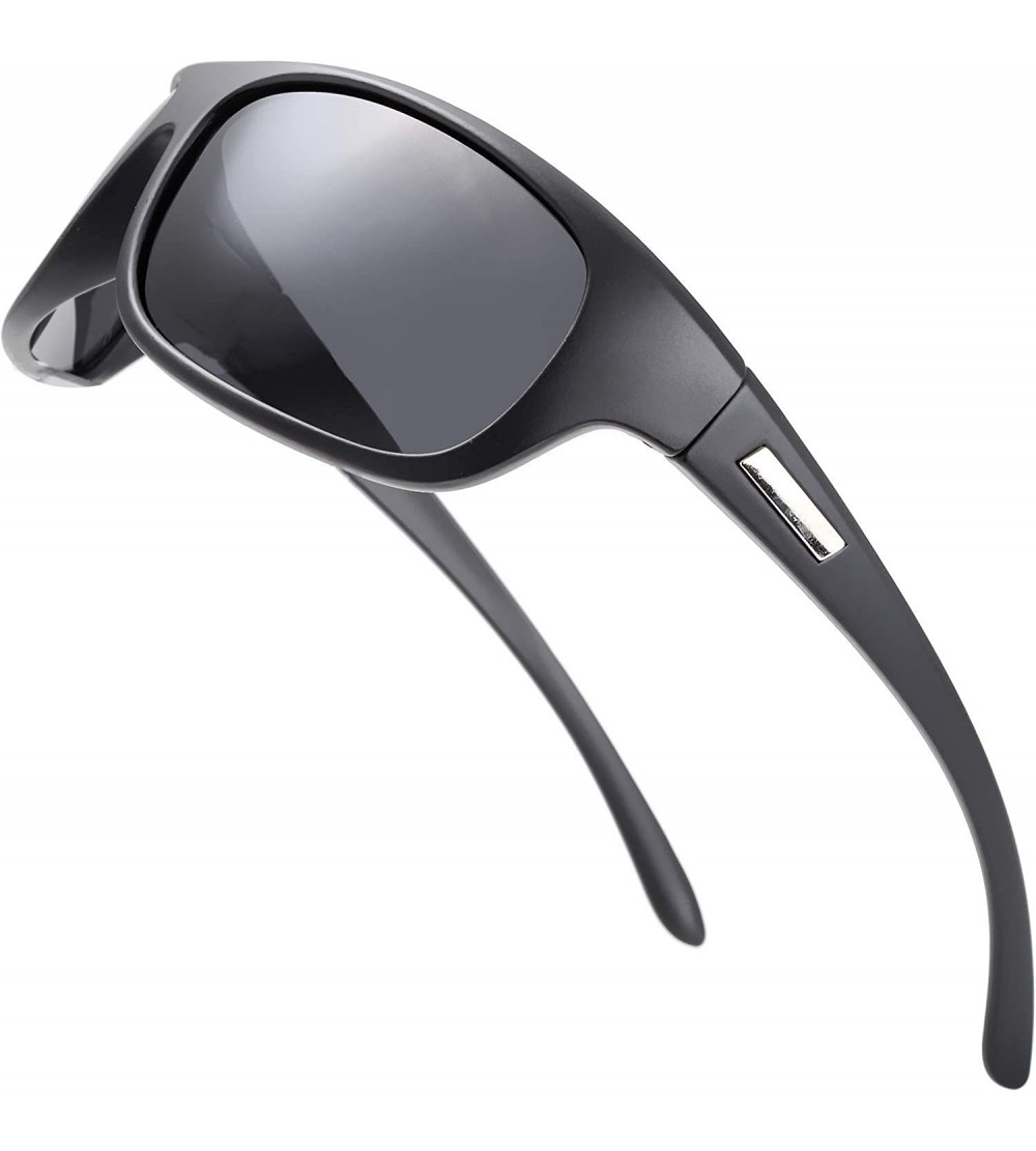 Sport Polarized Sunglasses Baseball Running Softball - 3-matte Black- Grey - CI18XET0WOX $24.05