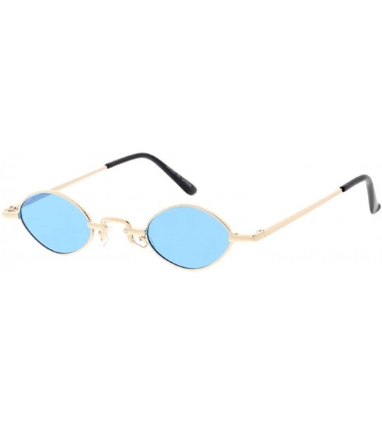 Oval Fashion Wired Frame Retro Skinny Oval Lens Sunglasses L22 - Blue - C619202NE4A $22.13