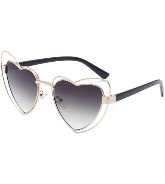 Wrap Fashion Sunglasses - UV Protection Shade - Irregular Heart Shaped Frame Vintage Sun Glasses - A - CT18QRLCMRS $23.81