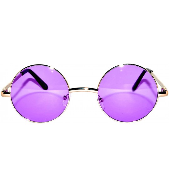 Goggle 12 Round Retro Vintage Circle Tint Sunglasses Metal Frame Colored Lens Small lens - Round_43_purple_12p - CK189IT3DC0 ...