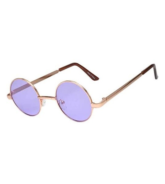 Goggle 12 Round Retro Vintage Circle Tint Sunglasses Metal Frame Colored Lens Small lens - Round_43_purple_12p - CK189IT3DC0 ...