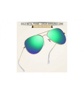 Aviator Aviator Sunglasses for Men Women - Metal Frame Military Style Sunglasses Polarized - 2 Pack (Black+green) - CF18X6Q9C...