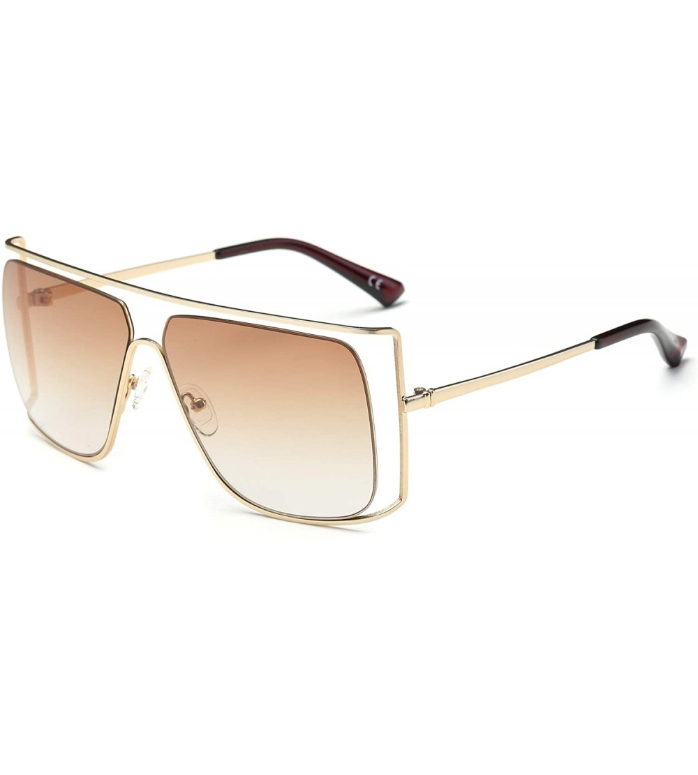 Oversized Women Square Oversize Sunglasses - Brown - CC18WSEL8IS $36.09