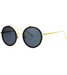 Round Unisex Fashion Sunglasses Round Circle Double Flat Frame UV 400 - Black Gold - CL188KD5NHE $22.35