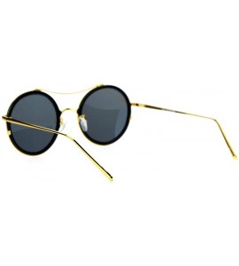 Round Unisex Fashion Sunglasses Round Circle Double Flat Frame UV 400 - Black Gold - CL188KD5NHE $22.35