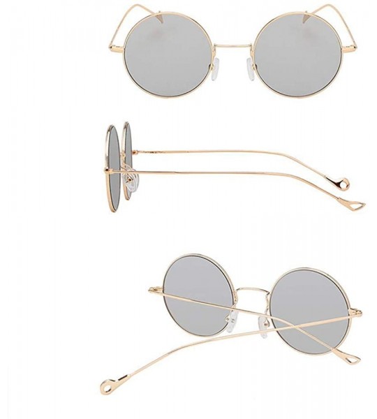 Oversized Fashion Metal Round Steampunk Retro Women Sunglasses Ocean Color Gold Red - Gold Cleargrey - CJ18YKTENUK $18.60