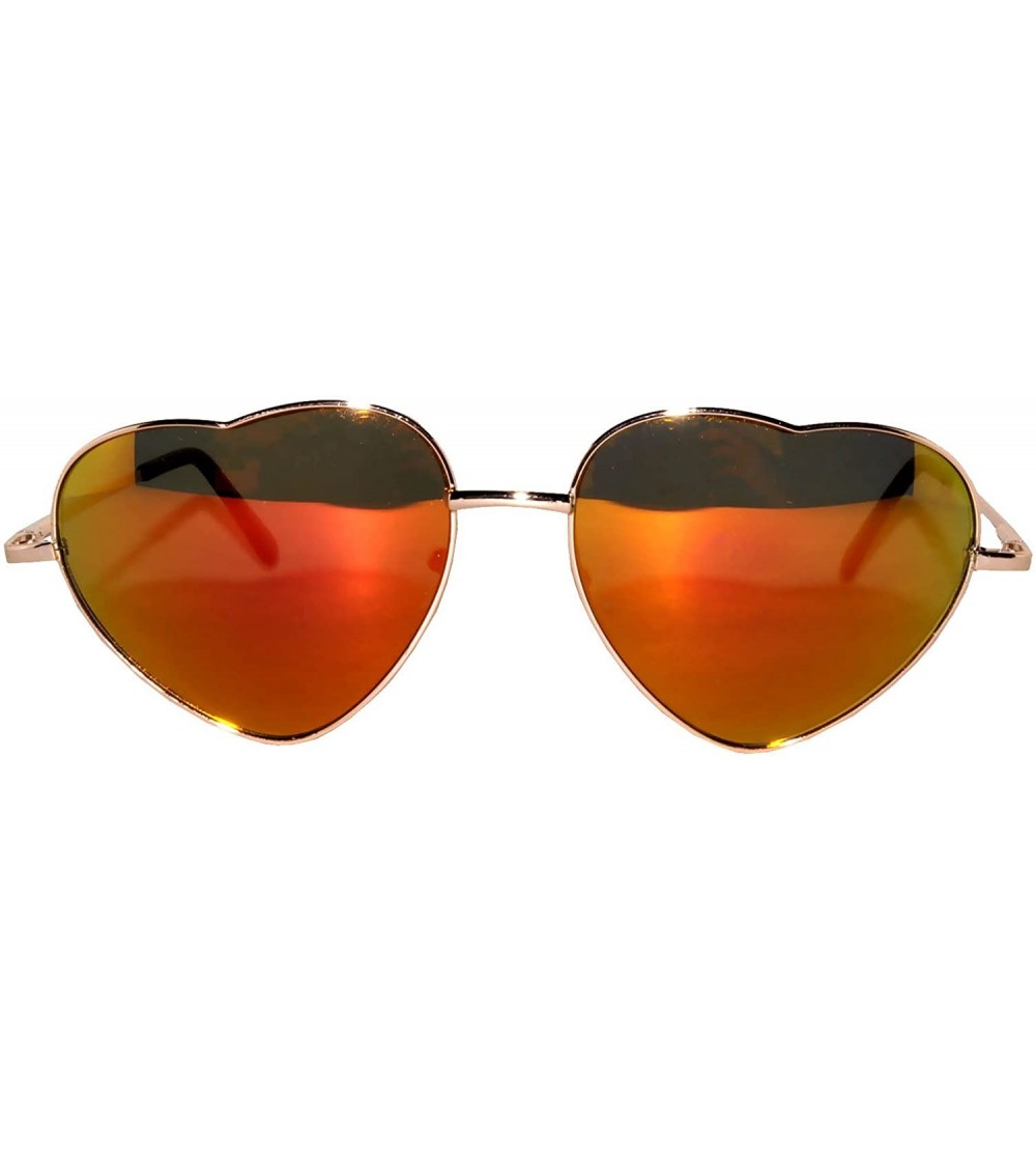 Aviator Stylish Heart Shaped Metal Frame Aviator Colored Lens Sunglasses - Gold_frame_red_lens - CG12MZISQ5L $18.87