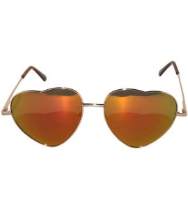 Aviator Stylish Heart Shaped Metal Frame Aviator Colored Lens Sunglasses - Gold_frame_red_lens - CG12MZISQ5L $18.87