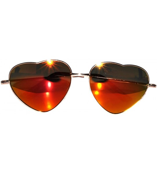 Aviator Stylish Heart Shaped Metal Frame Aviator Colored Lens Sunglasses - Gold_frame_red_lens - CG12MZISQ5L $18.87