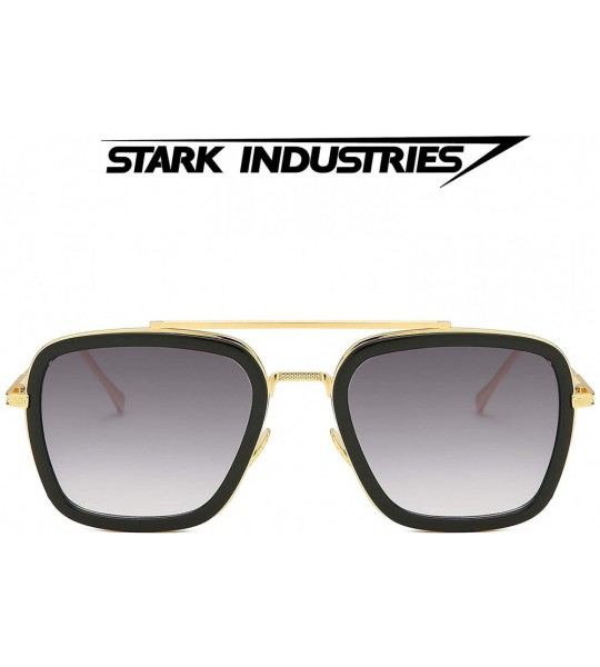 Aviator LIXX Retro Sunglasses Tony Stark Glasses Square Eyewear Metal Frame for Men Women Iron Man Sunglasses - CB192HW60WO $...