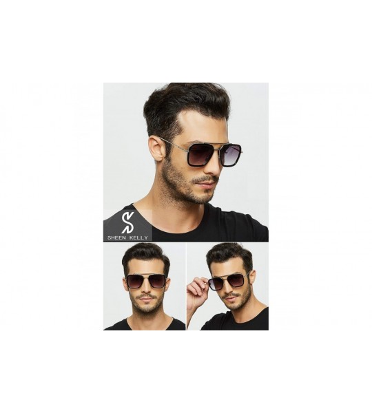 Aviator LIXX Retro Sunglasses Tony Stark Glasses Square Eyewear Metal Frame for Men Women Iron Man Sunglasses - CB192HW60WO $...