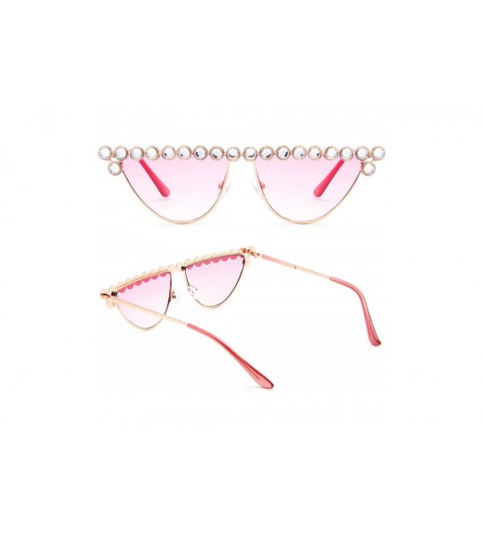 Cat Eye Cateye Rhinestone Sunglasses for Women Fashion Sparkling Crystal Sunglasses - Cat Eye Pink - C518WOEGH6C $19.10