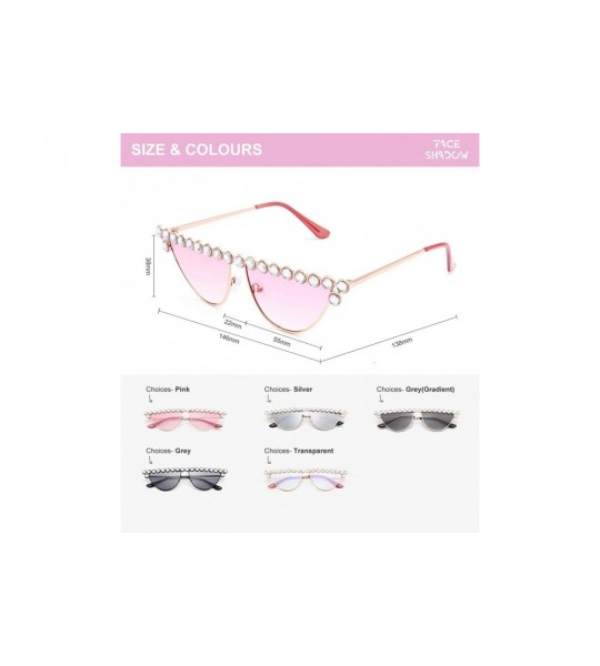 Cat Eye Cateye Rhinestone Sunglasses for Women Fashion Sparkling Crystal Sunglasses - Cat Eye Pink - C518WOEGH6C $19.10