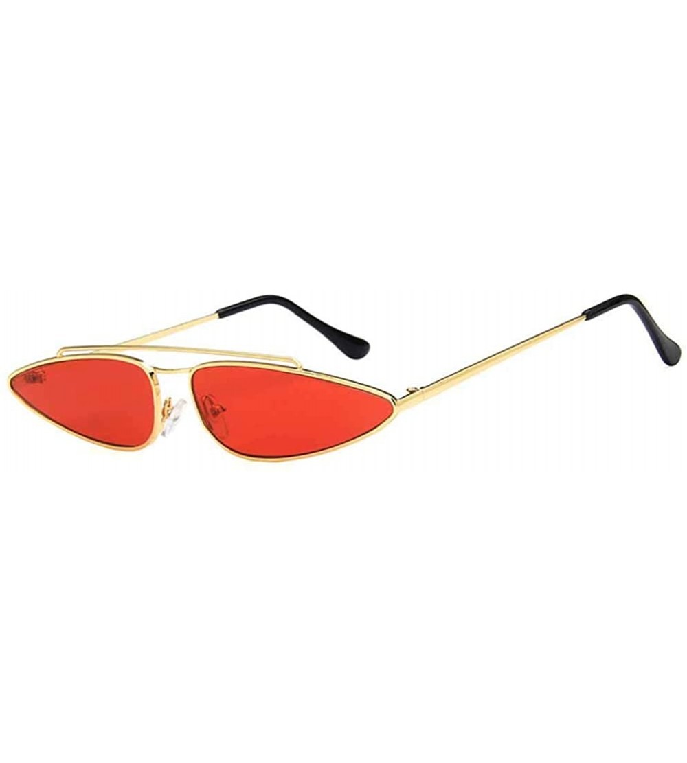 Round Vintage Retro Narrow Cat Eye Metal Triangle Festival Sunglasses Cateye Sunglasses - Goldred - CZ18R8A3ZRN $22.39