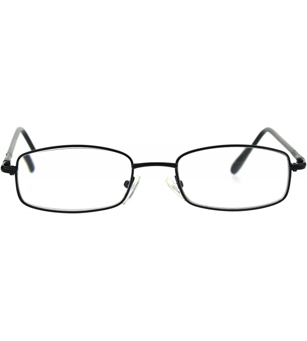 Rectangular Mens Metal Rim Narrow Rectangle Snug Small Classic Reading Glasses - Black - CN1859330RO $19.48