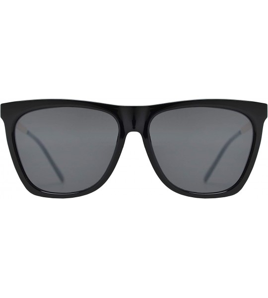 Cat Eye Vintage Oversized Square Cat Eye Sunglasses for Women with Flat Lens - Black + Smoke - CH195CSSUZW $24.58