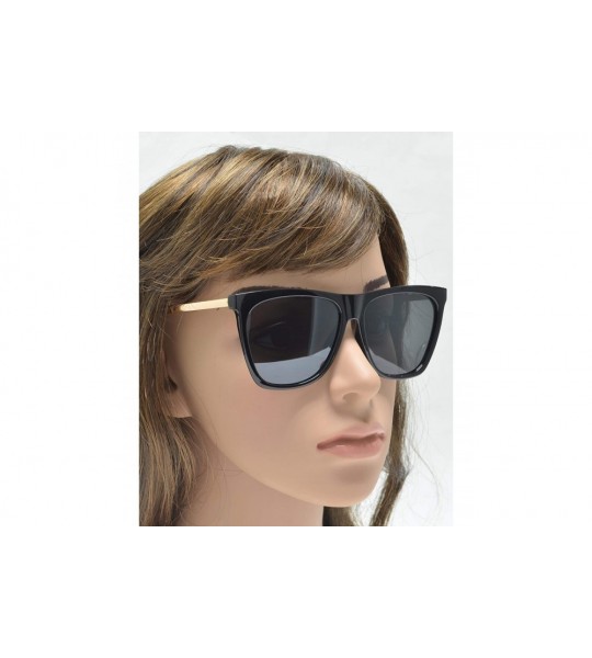 Cat Eye Vintage Oversized Square Cat Eye Sunglasses for Women with Flat Lens - Black + Smoke - CH195CSSUZW $24.58