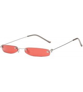 Rimless Vintage Rimless Slim Narrow Small Sunglasses Candy Colored Fashion Eyewear - Red - CK18RNC04C3 $25.36