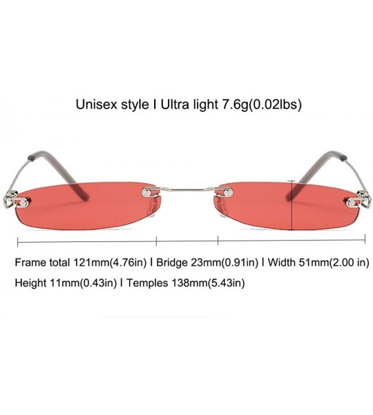 Rimless Vintage Rimless Slim Narrow Small Sunglasses Candy Colored Fashion Eyewear - Red - CK18RNC04C3 $25.36