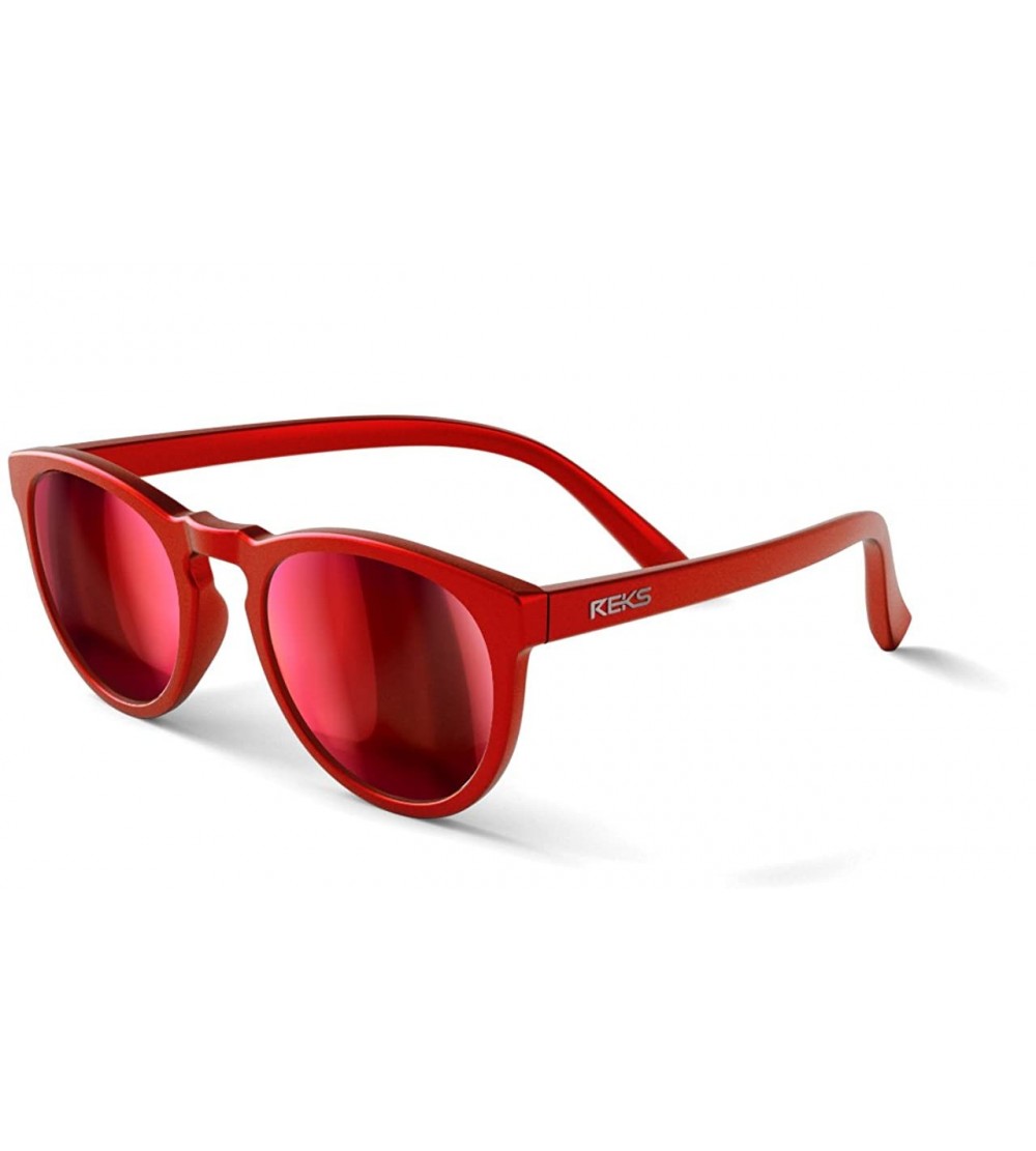 Round Polarized Unbreakable ROUND Sunglasses- Red Frame- Black-Red Mirror Lens - CI12O7UVPKX $28.68
