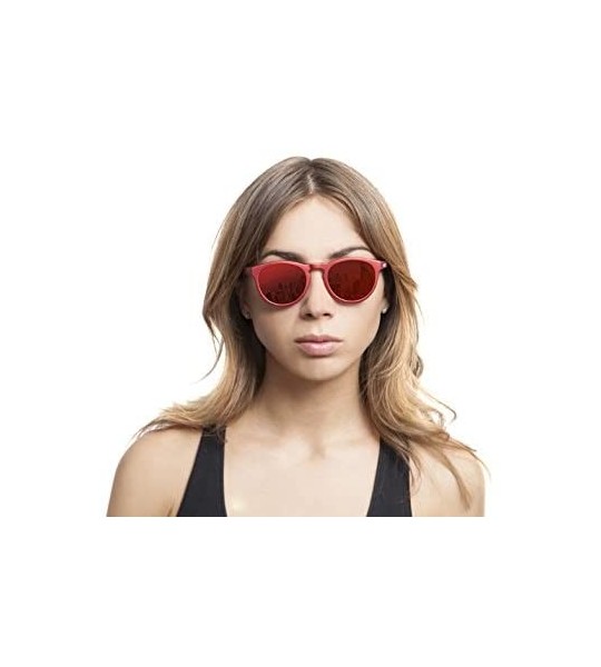 Round Polarized Unbreakable ROUND Sunglasses- Red Frame- Black-Red Mirror Lens - CI12O7UVPKX $28.68