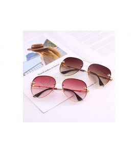 Rimless Personality Sunglasses With Rimless Ocean Sunglasses Large Frame Glasses - C1 Gold Frame Double Ash - CT18TMOAUSY $19.52
