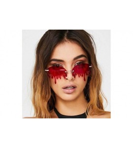 Round Women's Fashion Trend Funny Frameless Sunglasses Retro Unique Tear-eye Shape Steampunk Sunglasses UV400 - Gray - CH1904...