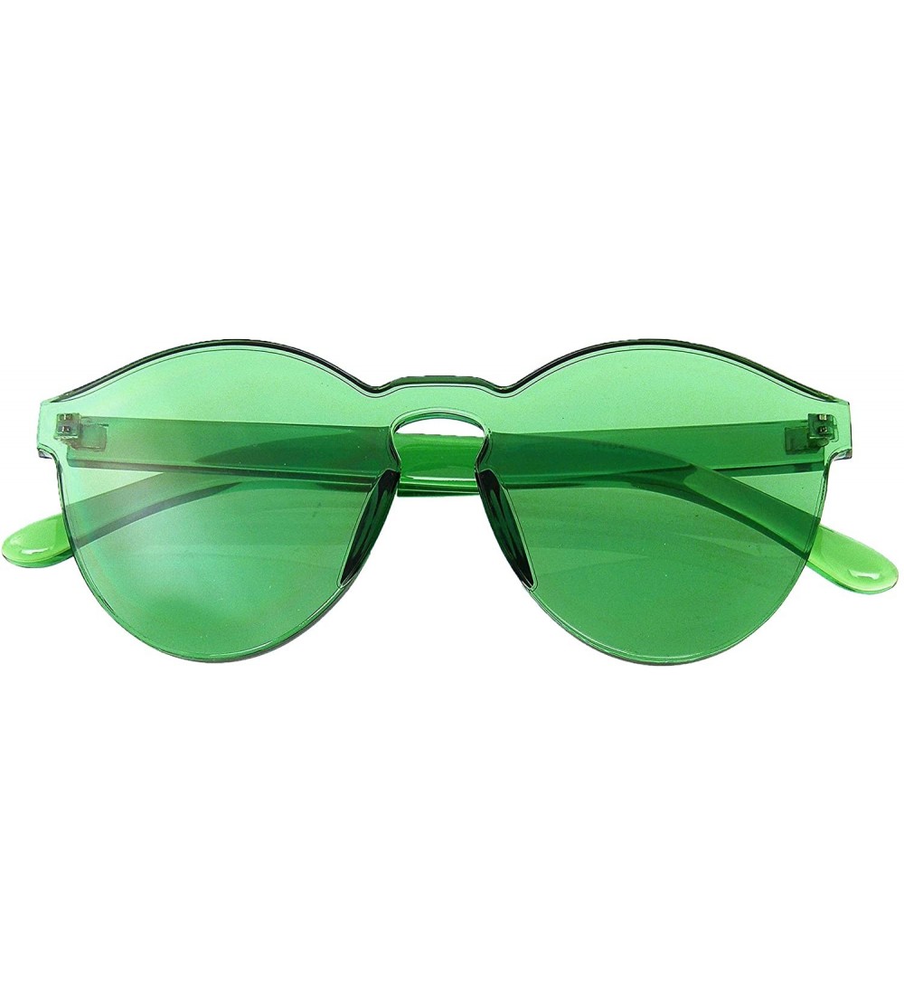 Round Mono Block Rimless PC Color Tone Lens Sunglasses Eyewear Glasses - Green - CC18KXHRDO9 $19.74