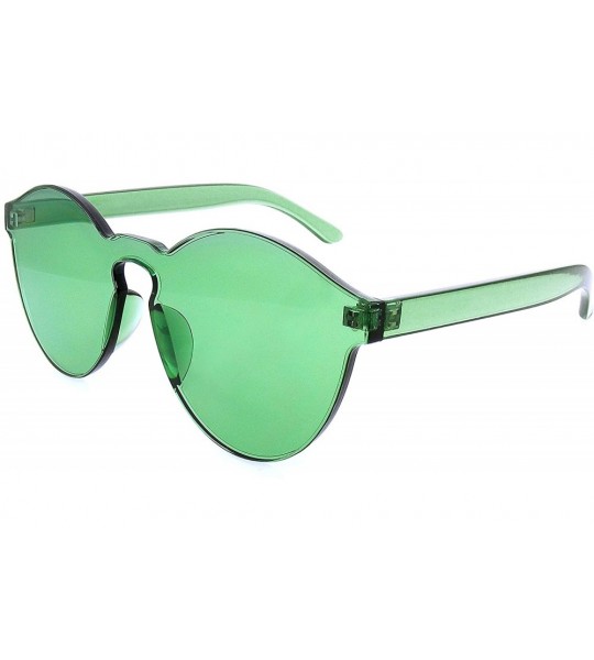 Round Mono Block Rimless PC Color Tone Lens Sunglasses Eyewear Glasses - Green - CC18KXHRDO9 $19.74