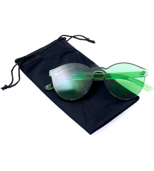 Round Mono Block Rimless PC Color Tone Lens Sunglasses Eyewear Glasses - Green - CC18KXHRDO9 $19.74