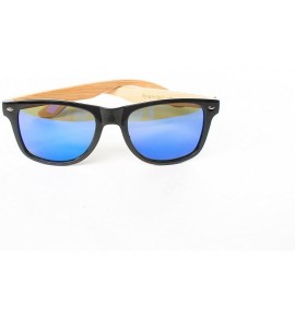 Oval Bamboo Sunglasses with Mirrored Lenses - Black - CB17Z54R4LA $45.97