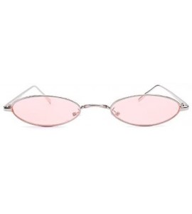 Oval Vintage Slender Oval Sunglasses Small Metal Frame Candy Colors Sunglasses - Silver-pink - CK18DNWU5WG $20.24