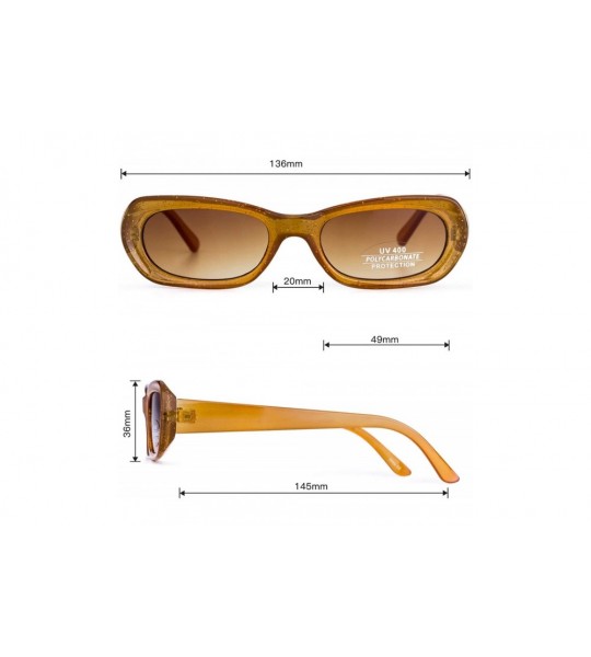 Goggle Vintage Sunglasses For Women Oval Mod Style Candy Colors Frame Fashion Goggles - Gradient Brown - CE18KQZDW9Q $20.71