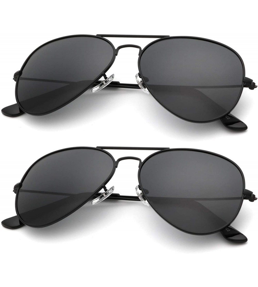 Aviator Classic Aviator Sunglasses for Men Women Driving Sun glasses Polarized Lens 100% UV Blocking - E (2 Pack) Black - CB1...