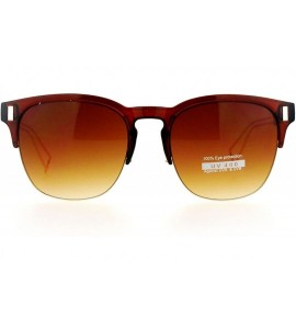 Wayfarer Retro Vintage Style Unique Metal Tip Half Rim Hipster Sunglasses - All Brown - CZ12EO5Q7EV $23.14