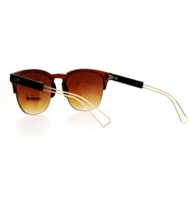 Wayfarer Retro Vintage Style Unique Metal Tip Half Rim Hipster Sunglasses - All Brown - CZ12EO5Q7EV $23.14