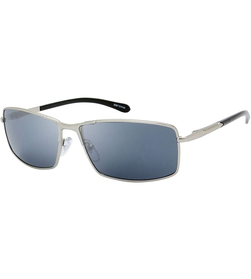 Rectangular Classic Metal Rectangle Frame Aviator Sunglasses - Silver - C218U54HZ79 $19.43