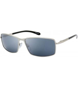 Rectangular Classic Metal Rectangle Frame Aviator Sunglasses - Silver - C218U54HZ79 $19.43