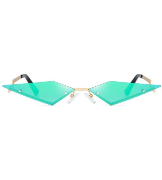 Cat Eye Cat Eye Sunglasses Unisex Narrow Eyewear Samll Face Flat Lens Glasses - Green - CB196RLO9LI $17.79