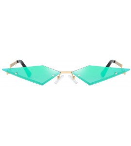 Cat Eye Cat Eye Sunglasses Unisex Narrow Eyewear Samll Face Flat Lens Glasses - Green - CB196RLO9LI $17.79