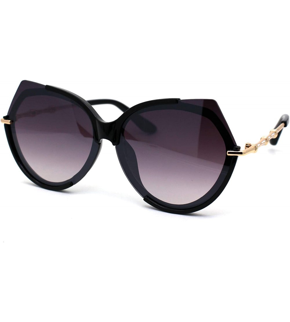 Butterfly Womens Chic Octagonal Shape Exposed Lens Butterfly Sunglasses - Black Gold Smoke - CG196095D75 $22.88