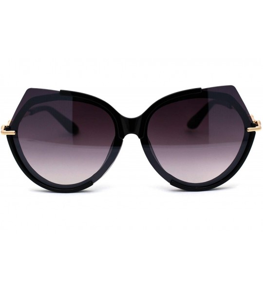 Butterfly Womens Chic Octagonal Shape Exposed Lens Butterfly Sunglasses - Black Gold Smoke - CG196095D75 $22.88