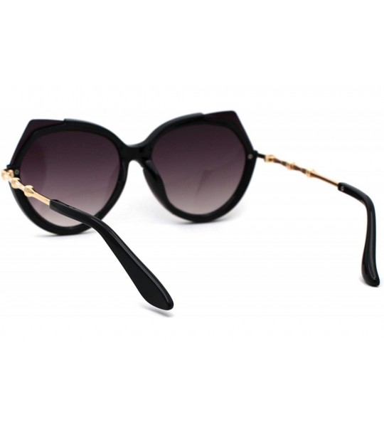 Butterfly Womens Chic Octagonal Shape Exposed Lens Butterfly Sunglasses - Black Gold Smoke - CG196095D75 $22.88