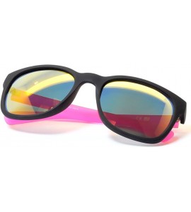 Wayfarer Matte Reflective Mirror Lens Sunglasses Soft Finish Colored Frame - Black - Pink Frame Lens - CP11N52CUFZ $18.22